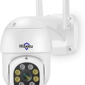 Hiseeu 2K 3MP PTZ Security Camera Outdoor,WiFi Camera, Auto Tracking&Light Alarm Floodlight & Color Night Vision,Two-Way Audio, Plug-in Cable,Compatible Wireless Camera System